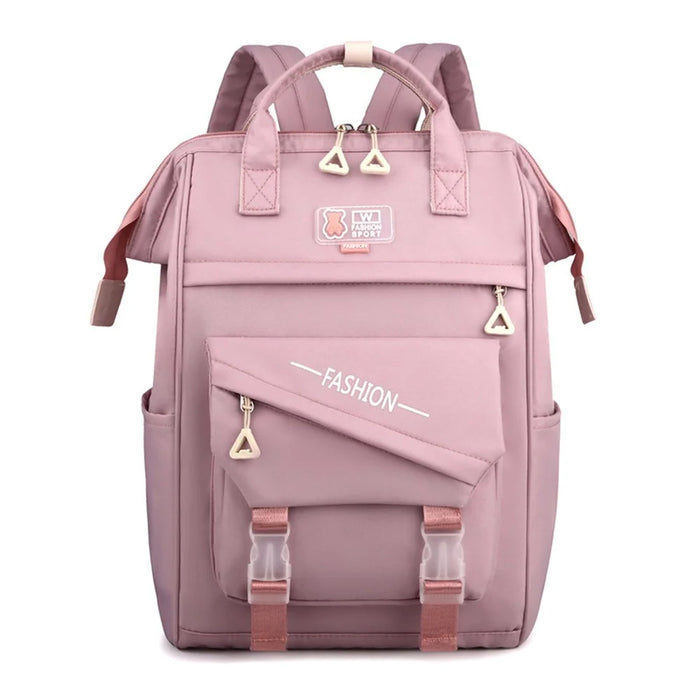 2023 Girls Travel Backpack Nylon Laptop Shoulders Bag Handbag Students School Bag Bookbag - Pink - 1