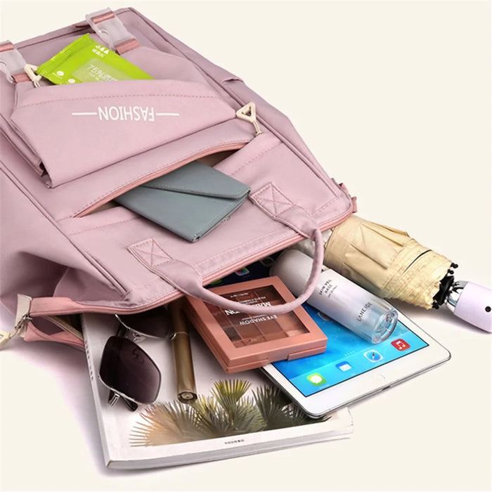2023 Girls Travel Backpack Nylon Laptop Shoulders Bag Handbag Students School Bag Bookbag - Pink - 4