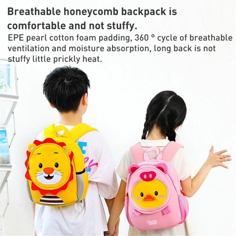 Children's Backpack Neoprene SBR Kids Anti-Lost Students School Book Bag with 3D Cartoon Decor, Size: L - Pink / Rabbit - 4