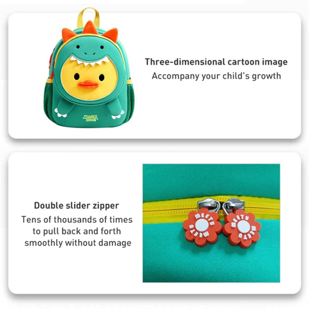 Children's Backpack Neoprene SBR Kids Anti-Lost Students School Book Bag with 3D Cartoon Decor, Size: L - Pink / Rabbit - 6
