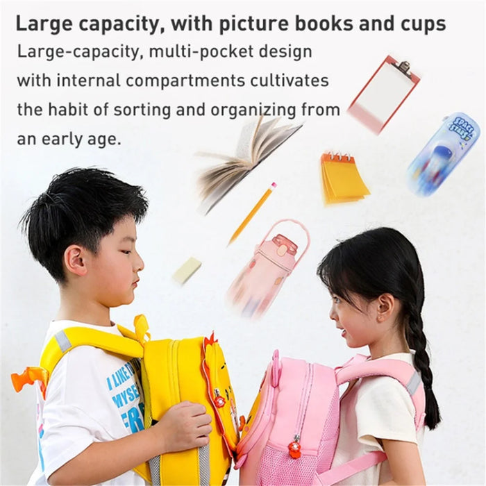 Kids Anti-Lost Design Backpack Neoprene SBR Students School Bag with 3D Cartoon Decoration, Size: S - Pink / Duck - 3