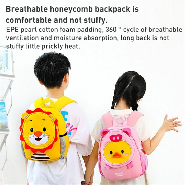Kids Anti-Lost Design Backpack Neoprene SBR Students School Bag with 3D Cartoon Decoration, Size: S - Pink / Duck - 4