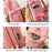 5Pcs / Set Canvas Backpack Handbag Drawstring Bag Pencil Case with Cartoon Bear Pendant - Pink - 4