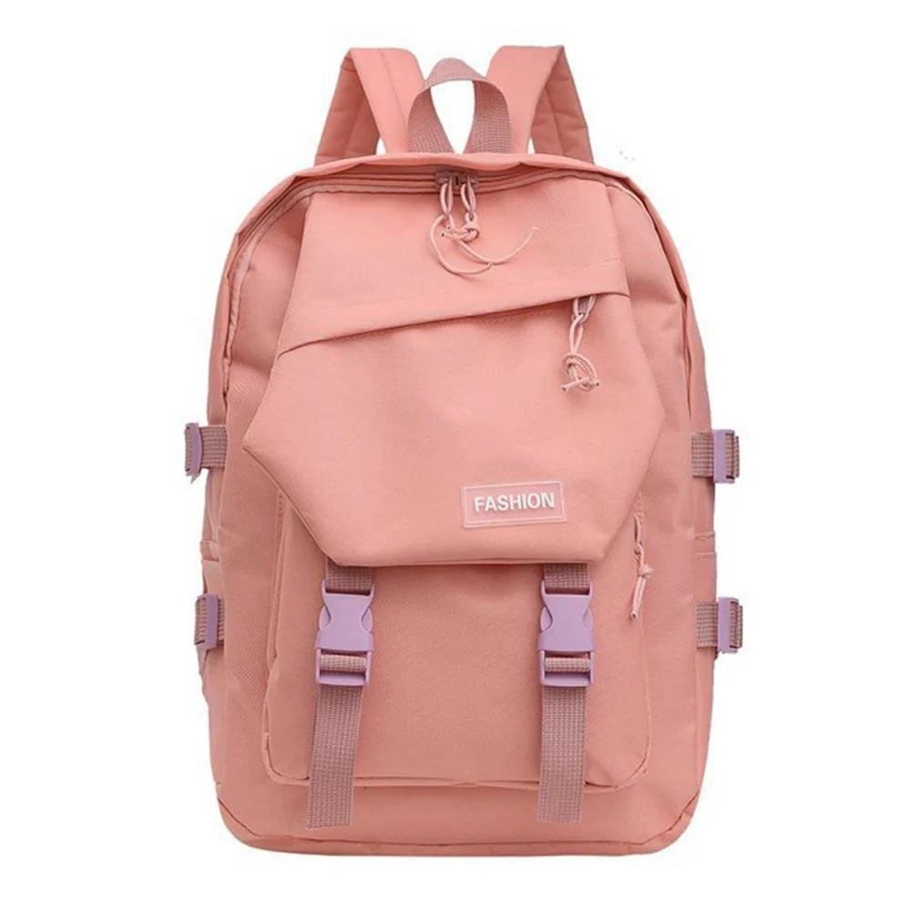 Fashion Canvas Student School Shoulder Bag Travel Backpack Daypack - Pink - 1