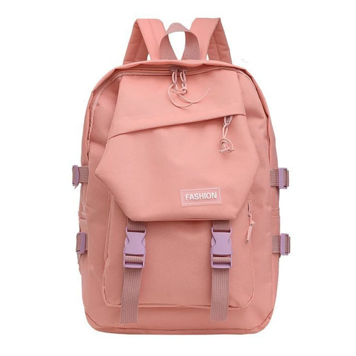 Fashion Canvas Student School Shoulder Bag Travel Backpack Daypack - Pink - 1