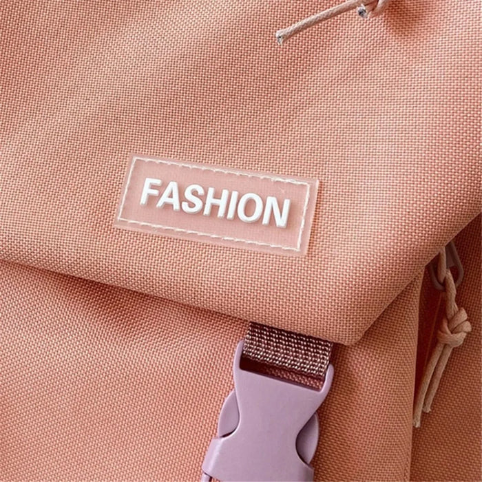 Fashion Canvas Student School Shoulder Bag Travel Backpack Daypack - Pink - 4