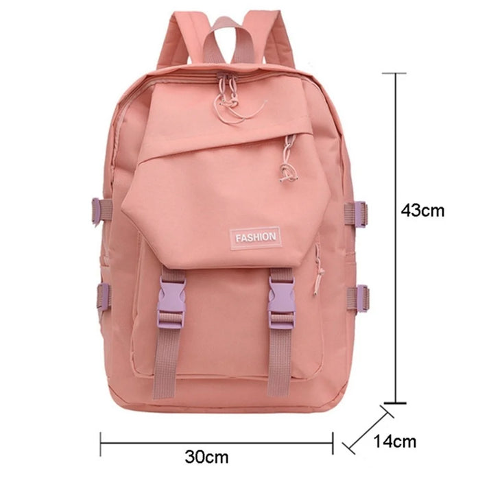 Fashion Canvas Student School Shoulder Bag Travel Backpack Daypack - Pink - 7