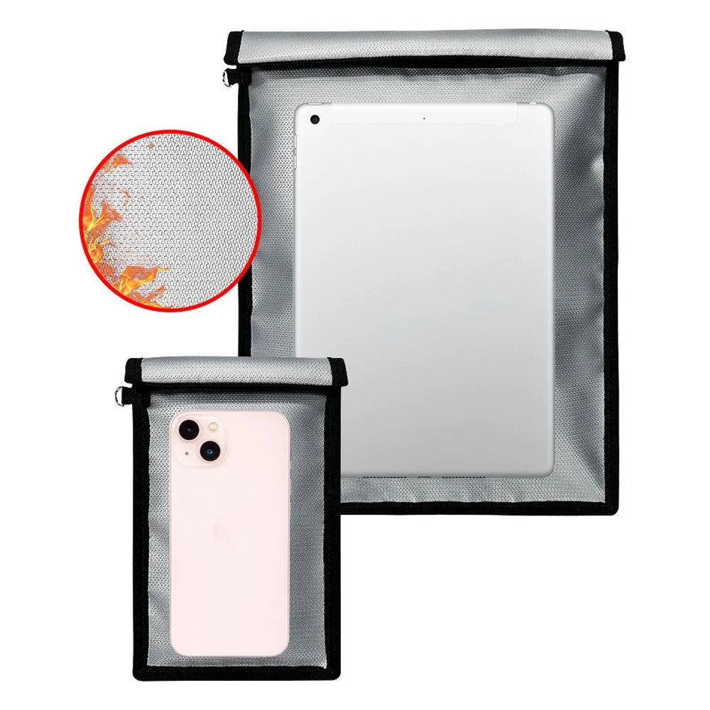 Signal Shielding Fireproof Bag Waterproof Fireproof Document Pouch Large / Small Safe Storage Bag Set - Grey - 1
