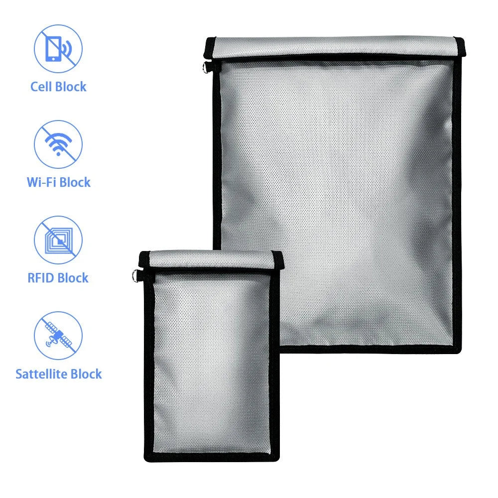 Signal Shielding Fireproof Bag Waterproof Fireproof Document Pouch Large / Small Safe Storage Bag Set - Grey - 2