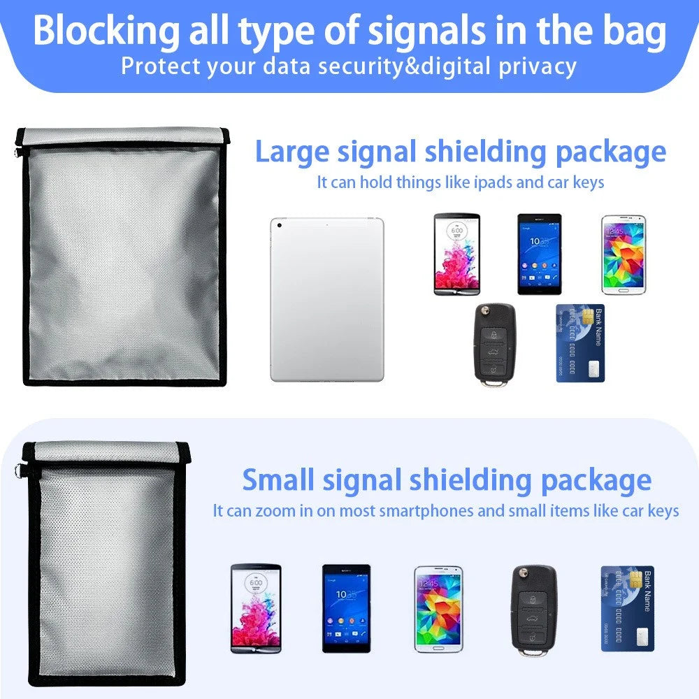 Signal Shielding Fireproof Bag Waterproof Fireproof Document Pouch Large / Small Safe Storage Bag Set - Grey - 4