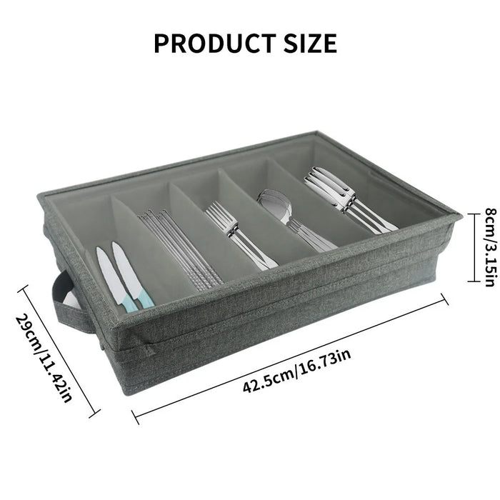 Kitchen Cutlery Drawer Organizer with Adjustable Dividers Fork Spoon Storage Case - 5