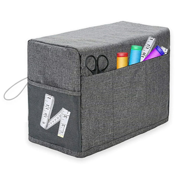 Foldable Polyester Sewing Machine Dust Cover with Two Mesh Side Pockets - Grey - 1