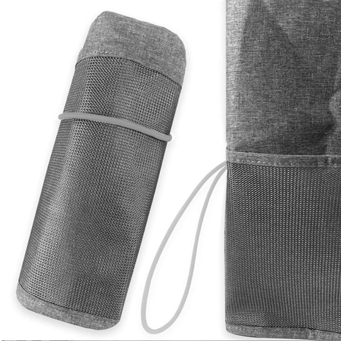 Foldable Polyester Sewing Machine Dust Cover with Two Mesh Side Pockets - Grey - 3