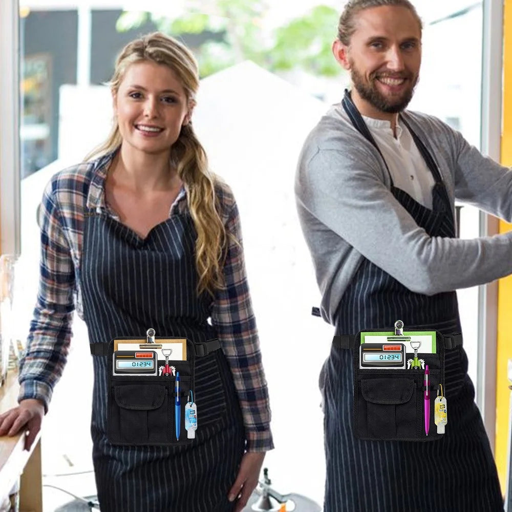 Canvas Restaurant Bar Waiter Order Waist Bag Adjustable Waistband Cash Bill Storage Bag - 3