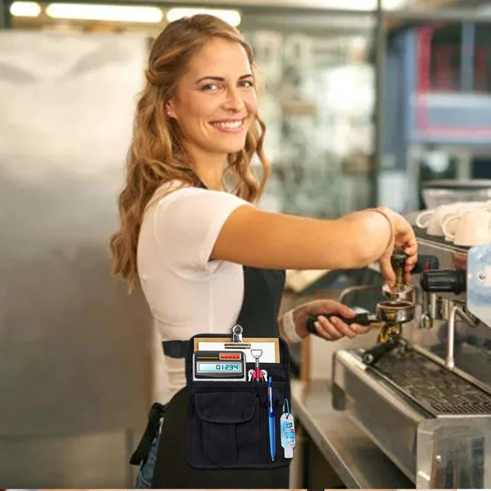Canvas Restaurant Bar Waiter Order Waist Bag Adjustable Waistband Cash Bill Storage Bag - 4