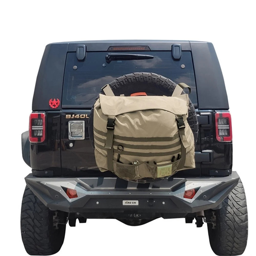 Off-Road Car Spare Tyre Hanging Bag Storage Bag Outdoor Oxford Cloth Backpack - Khaki - 2