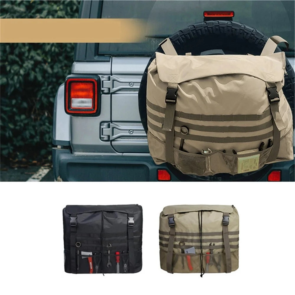 Off-Road Car Spare Tyre Hanging Bag Storage Bag Outdoor Oxford Cloth Backpack - Khaki - 3