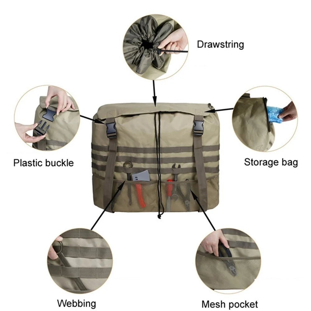 Off-Road Car Spare Tyre Hanging Bag Storage Bag Outdoor Oxford Cloth Backpack - Khaki - 6