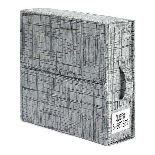 Under Bed Storage Box Oxford Cloth Foldable Clothes Blanket Organiser Handbag - Grey+Lines - 1