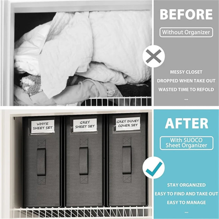 Under Bed Storage Box Oxford Cloth Foldable Clothes Blanket Organiser Handbag - Grey+Lines - 5