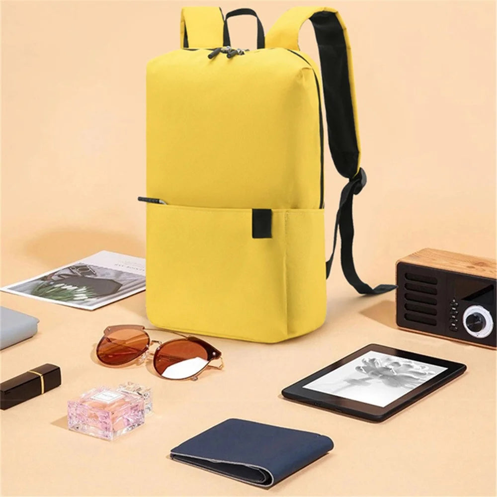 Large Capacity Student Backpack Portable Canvas Schoolbag Waterproof Travel Computer Laptop Shoulder Bag - Yellow - 2