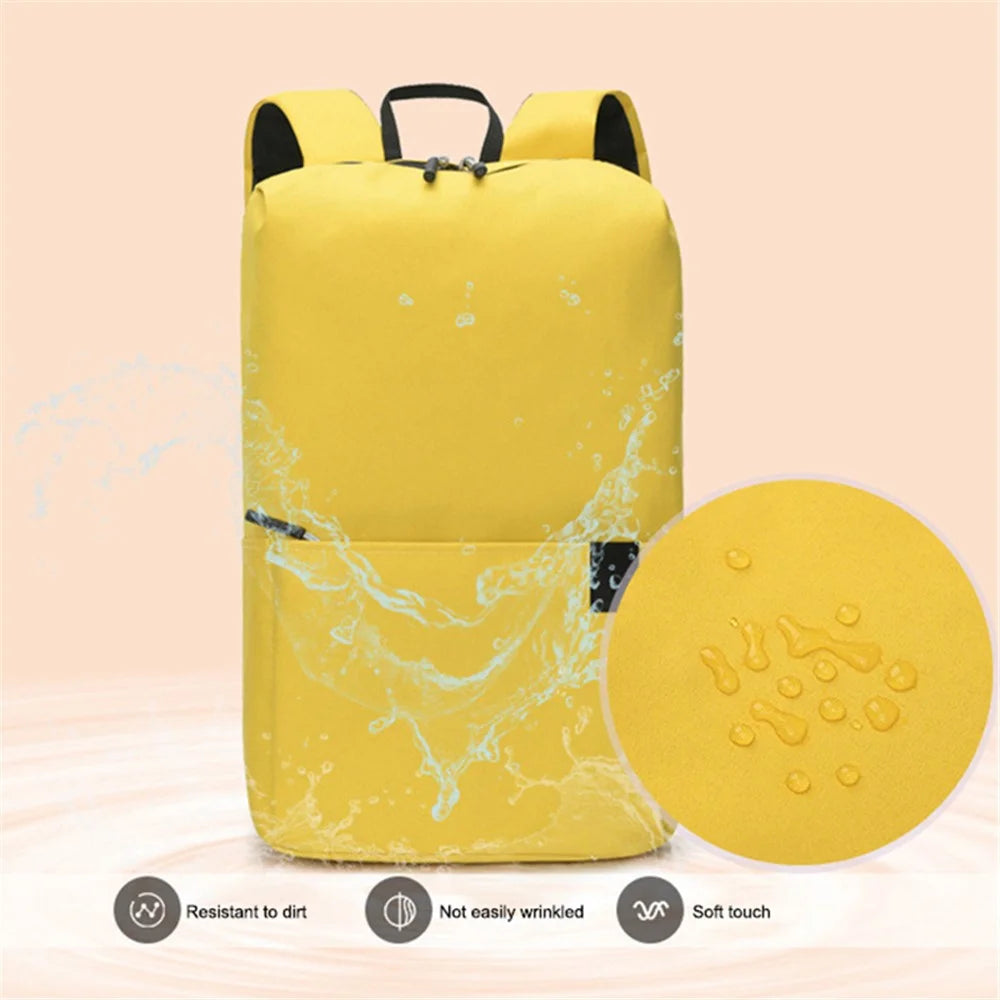 Large Capacity Student Backpack Portable Canvas Schoolbag Waterproof Travel Computer Laptop Shoulder Bag - Yellow - 3