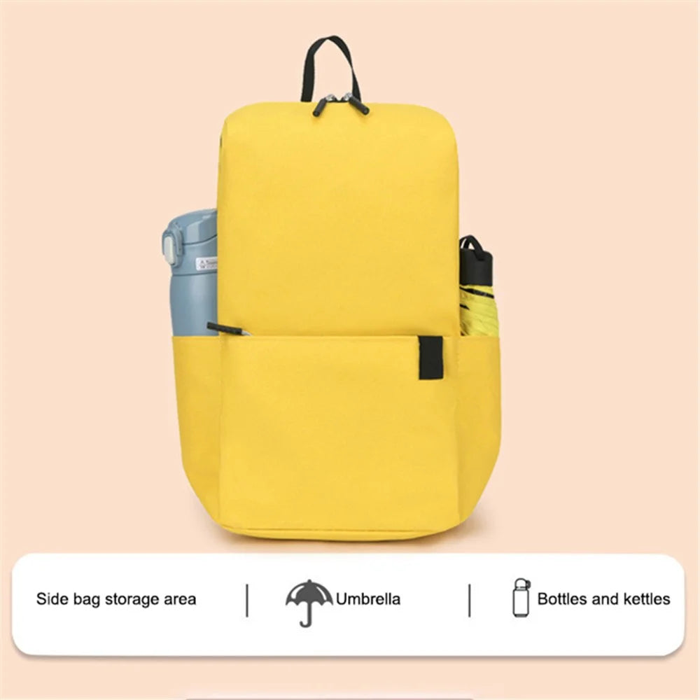 Large Capacity Student Backpack Portable Canvas Schoolbag Waterproof Travel Computer Laptop Shoulder Bag - Yellow - 5