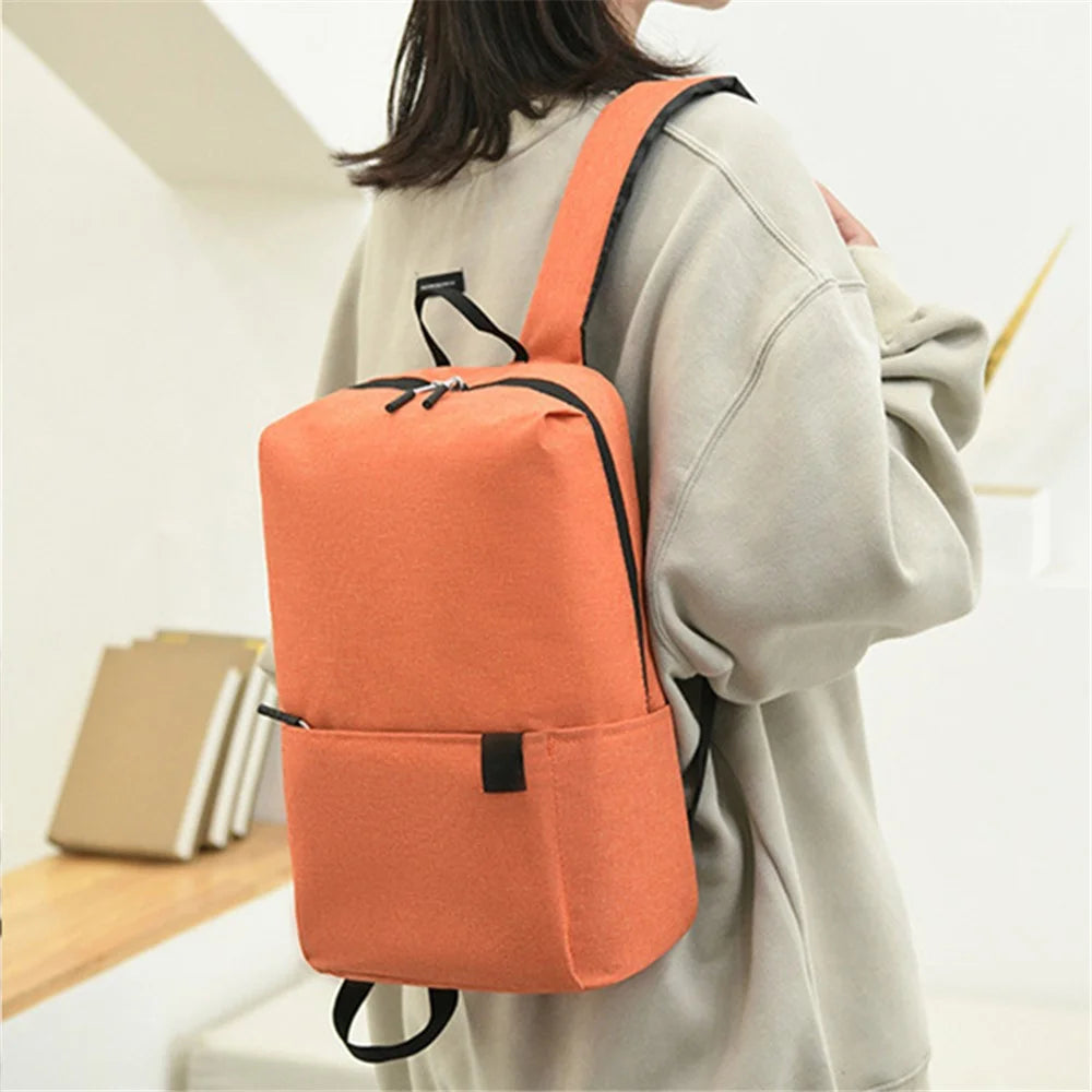 Large Capacity Student Backpack Portable Canvas Schoolbag Waterproof Travel Computer Laptop Shoulder Bag - Yellow - 6