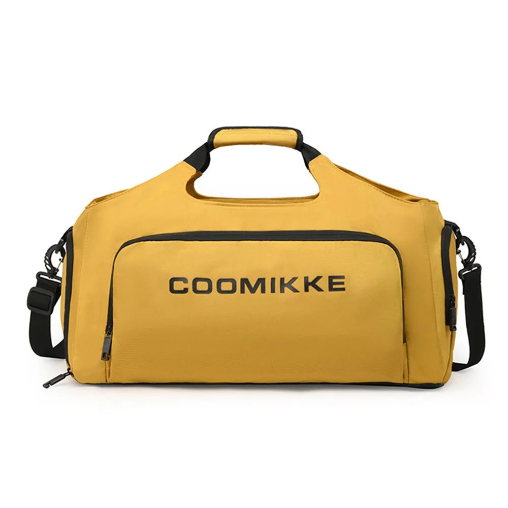 Large Capacity Oxford Cloth Sport Fitness Tote Crossbody Bag Travel Luggage Carrying Bag - Yellow - 1
