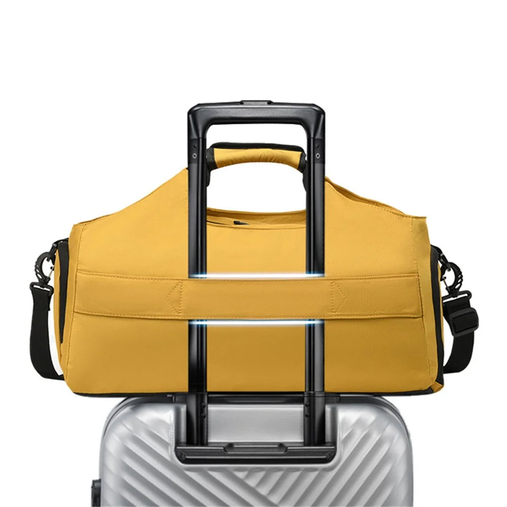 Large Capacity Oxford Cloth Sport Fitness Tote Crossbody Bag Travel Luggage Carrying Bag - Yellow - 3