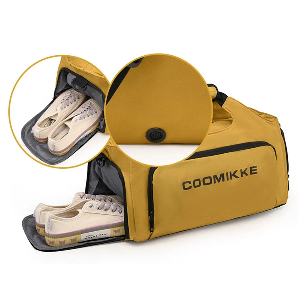 Large Capacity Oxford Cloth Sport Fitness Tote Crossbody Bag Travel Luggage Carrying Bag - Yellow - 4