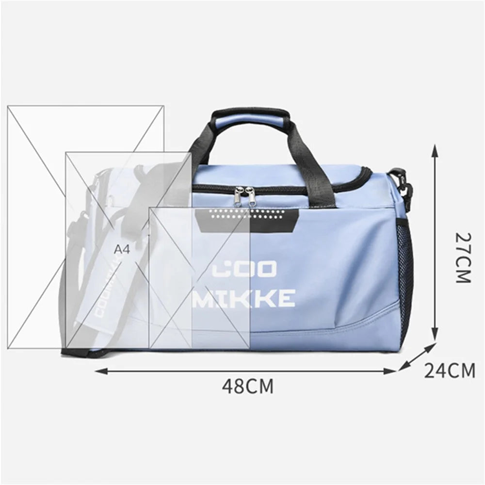 Oxford Cloth Sports Gym Bag Duffle Bag Weekend Overnight Shoulder Bag with Wet Dry Separation Pocket - Blue - 6