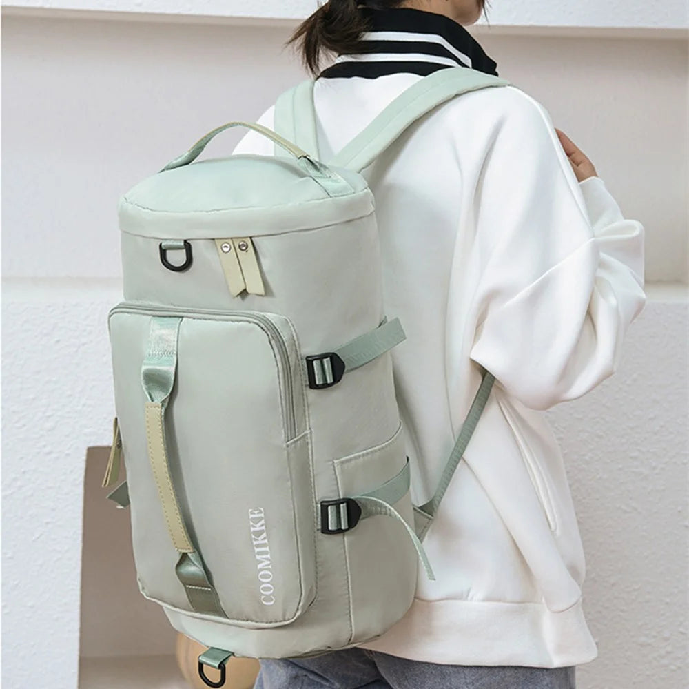 Travel Backpack Oxford Cloth Gym Bag Luggage with Shoes Compartment for Swimming Hiking - Green - 2