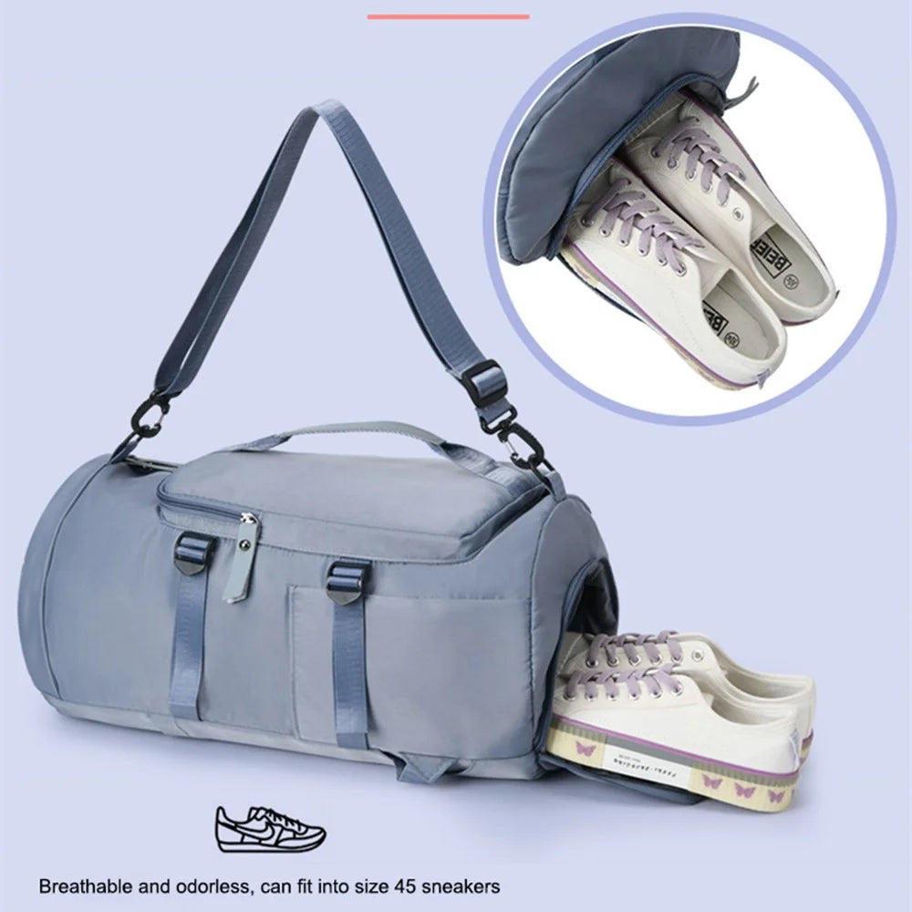 Travel Backpack Oxford Cloth Gym Bag Luggage with Shoes Compartment for Swimming Hiking - Green - 6