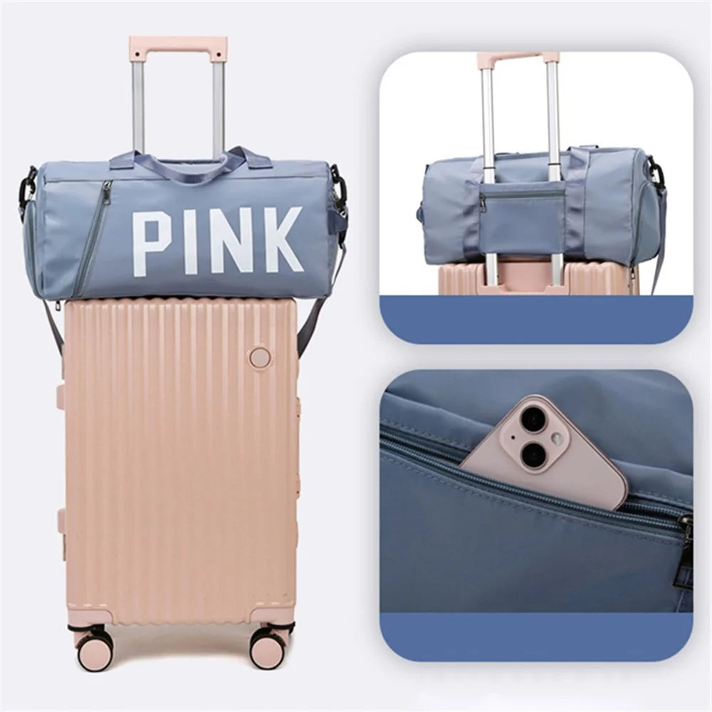 Waterproof Sports Fitness Yoga Tote Oxford Trendy Crossbody Bag Portable Travel Luggage Bag - Blue - 2
