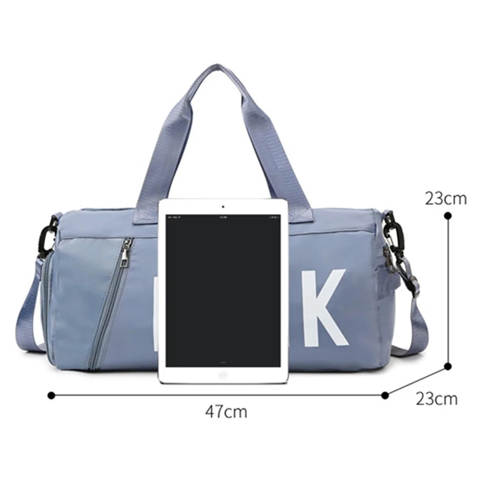 Waterproof Sports Fitness Yoga Tote Oxford Trendy Crossbody Bag Portable Travel Luggage Bag - Blue - 7