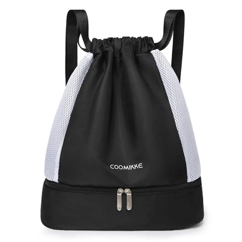 Oxford Cloth Sports Drawstring Backpack Fitness Yoga Shoes Clothes Storage Backpack - Black - 1