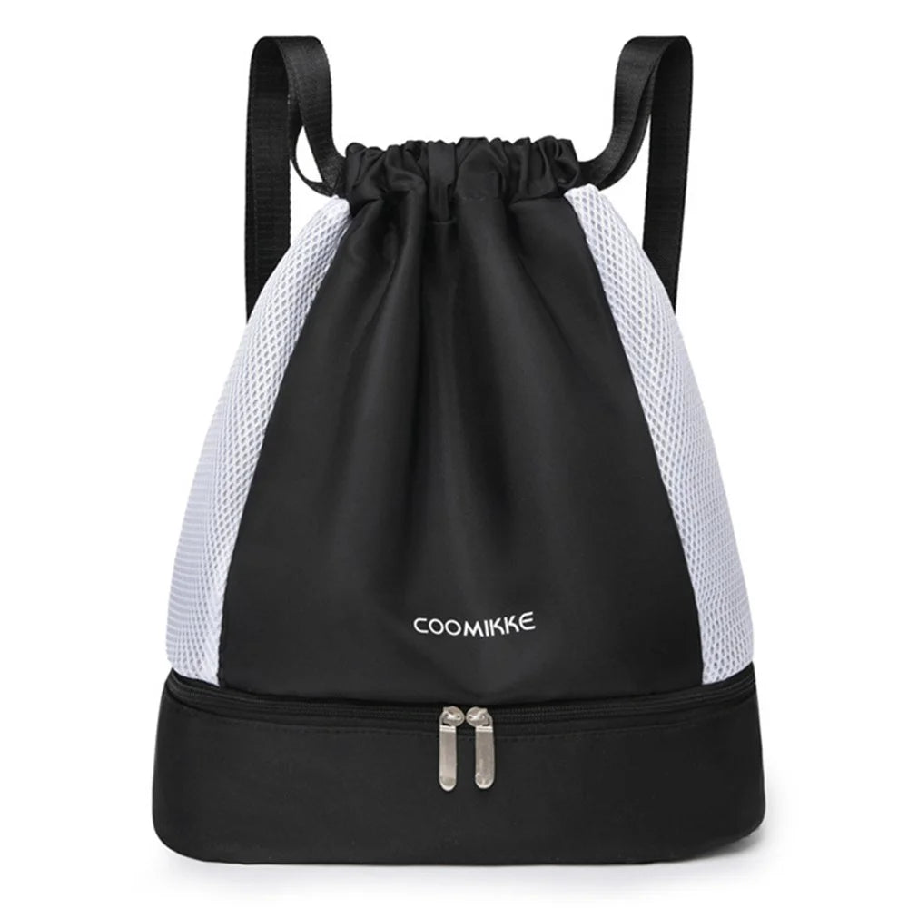 Oxford Cloth Sports Drawstring Backpack Fitness Yoga Shoes Clothes Storage Backpack - Black - 1