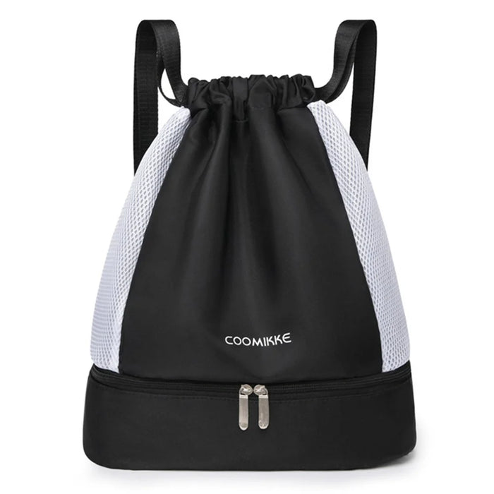 Oxford Cloth Sports Drawstring Backpack Fitness Yoga Shoes Clothes Storage Backpack - Black - 1