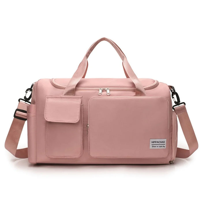 Stylish Oxford Cloth Waterproof Sport Fitness Tote Crossbody Bag Travel Luggage Bag - Pink - 1