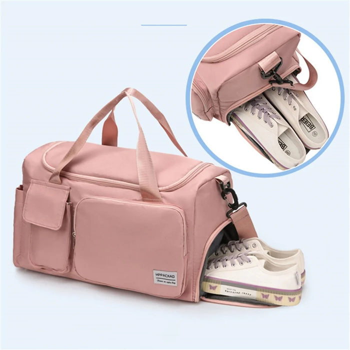 Stylish Oxford Cloth Waterproof Sport Fitness Tote Crossbody Bag Travel Luggage Bag - Pink - 6