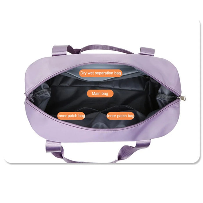 Oxford Cloth Duffle Bag Weekend Overnight Shoulder Bag Sports Gym Handbag - Light Purple - 5