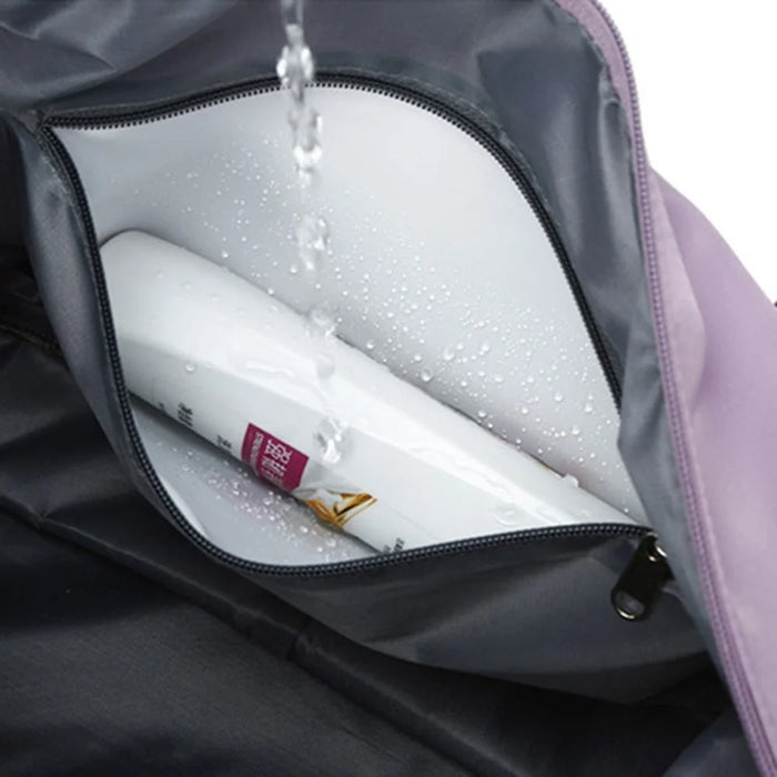 Oxford Cloth Duffle Bag Weekend Overnight Shoulder Bag Sports Gym Handbag - Light Purple - 7