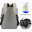 Backpack USB Charging Oxford Cloth Shoulders Bag with Small Pouch + Sling Bag - Grey - 4