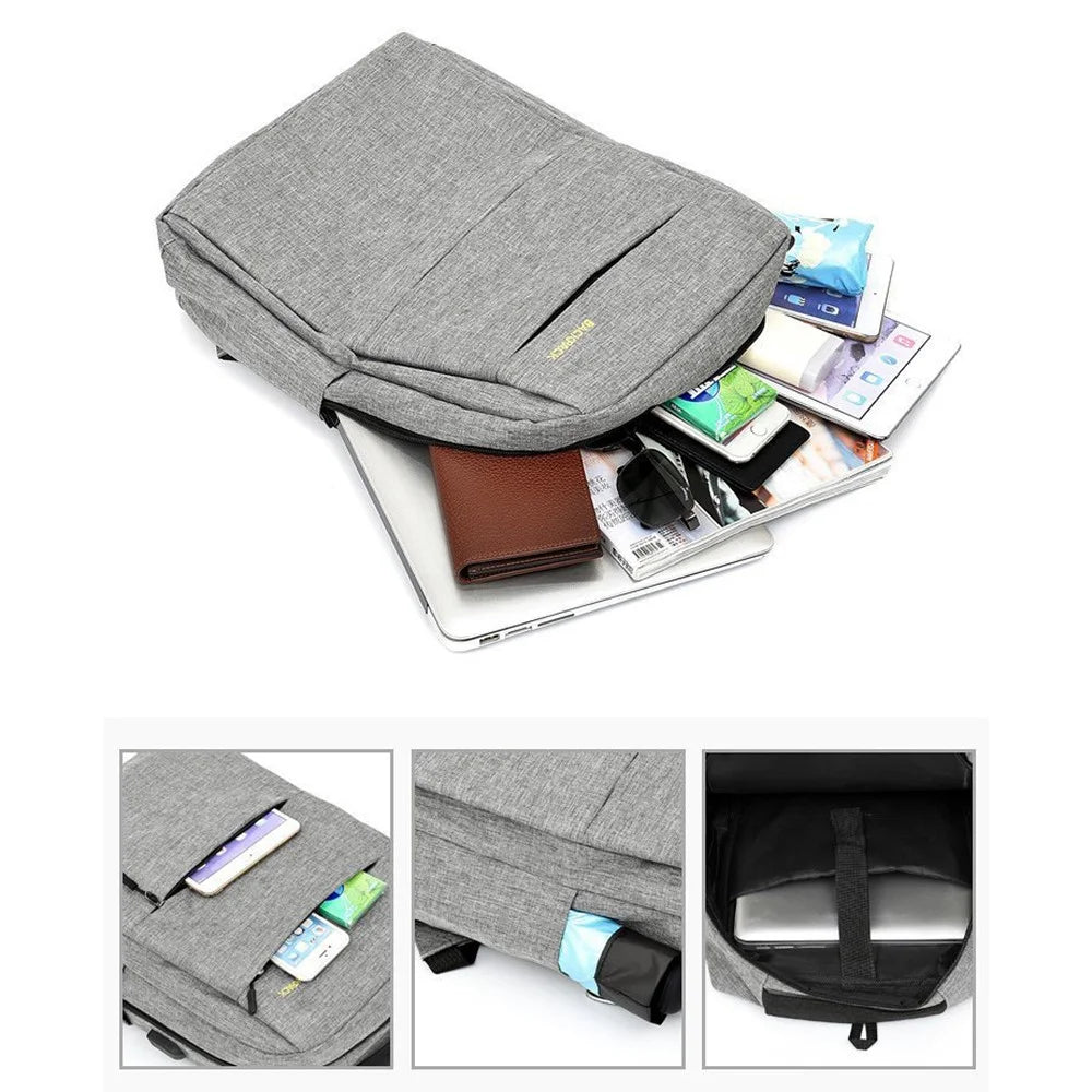 Backpack USB Charging Oxford Cloth Shoulders Bag with Small Pouch + Sling Bag - Grey - 5
