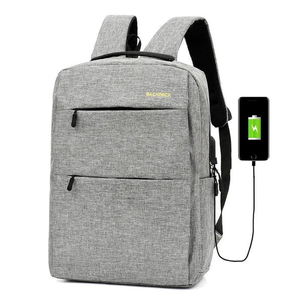 Backpack USB Charging Oxford Cloth Shoulders Bag with Small Pouch + Sling Bag - Grey - 7