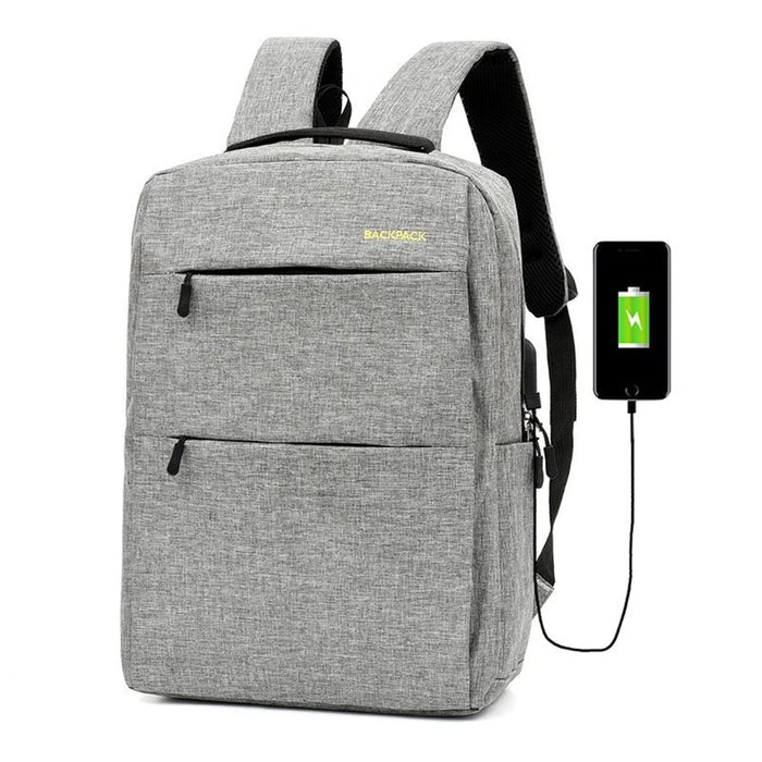 Backpack USB Charging Oxford Cloth Shoulders Bag with Small Pouch + Sling Bag - Grey - 7