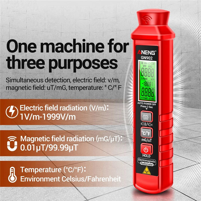 ANENG GN902 Radiation Detector LCD Backlit Digital Display Electromagnetic Radiation Measurer Tester - 3