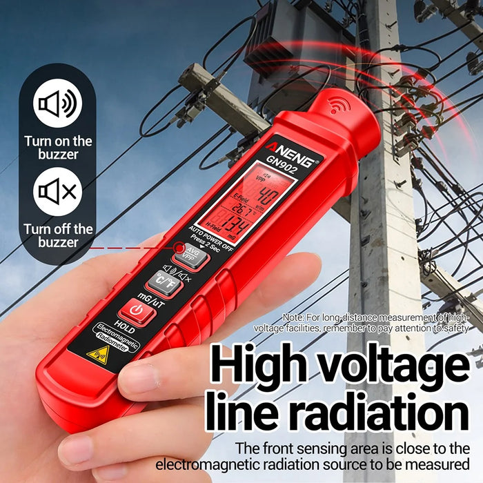 ANENG GN902 Radiation Detector LCD Backlit Digital Display Electromagnetic Radiation Measurer Tester - 6