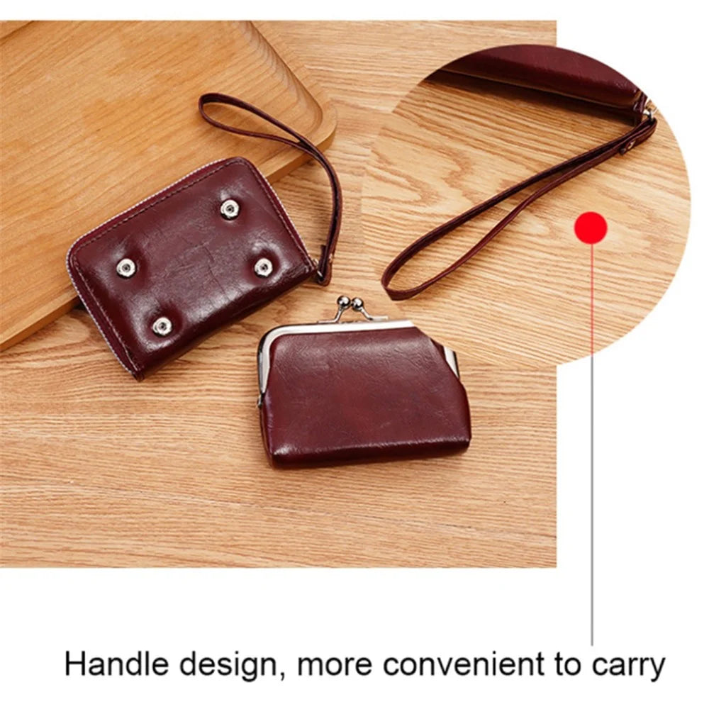 Women's Mini Wallet Vintage Pouch Kiss-lock Coin Small Change Purse Bag - Light Brown - 2